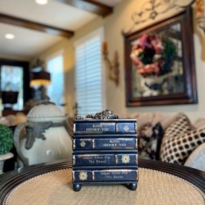 Decorative Book Stack with Black and Gold Accents